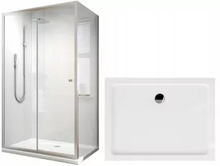 Sprchový kút Reihe DUNA s posuvnými dverami 100 x 80 cm + Reihe Coda obdĺžniková sprchová vanička 100 x 80 cm